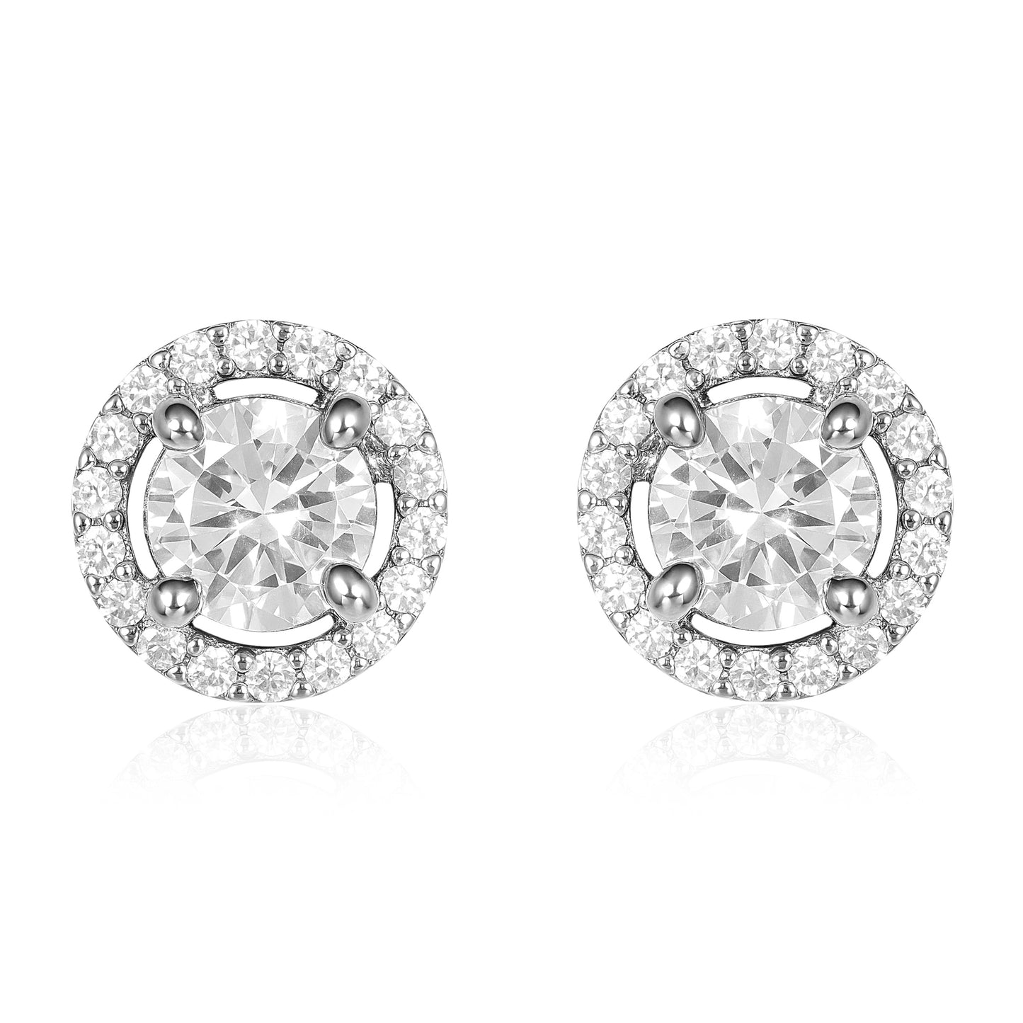 Round Diamond Studs - 0.75 CT -  Silver