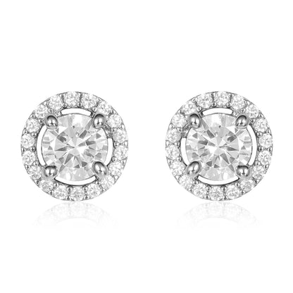 Round Diamond Studs - 0.75 CT -  Silver