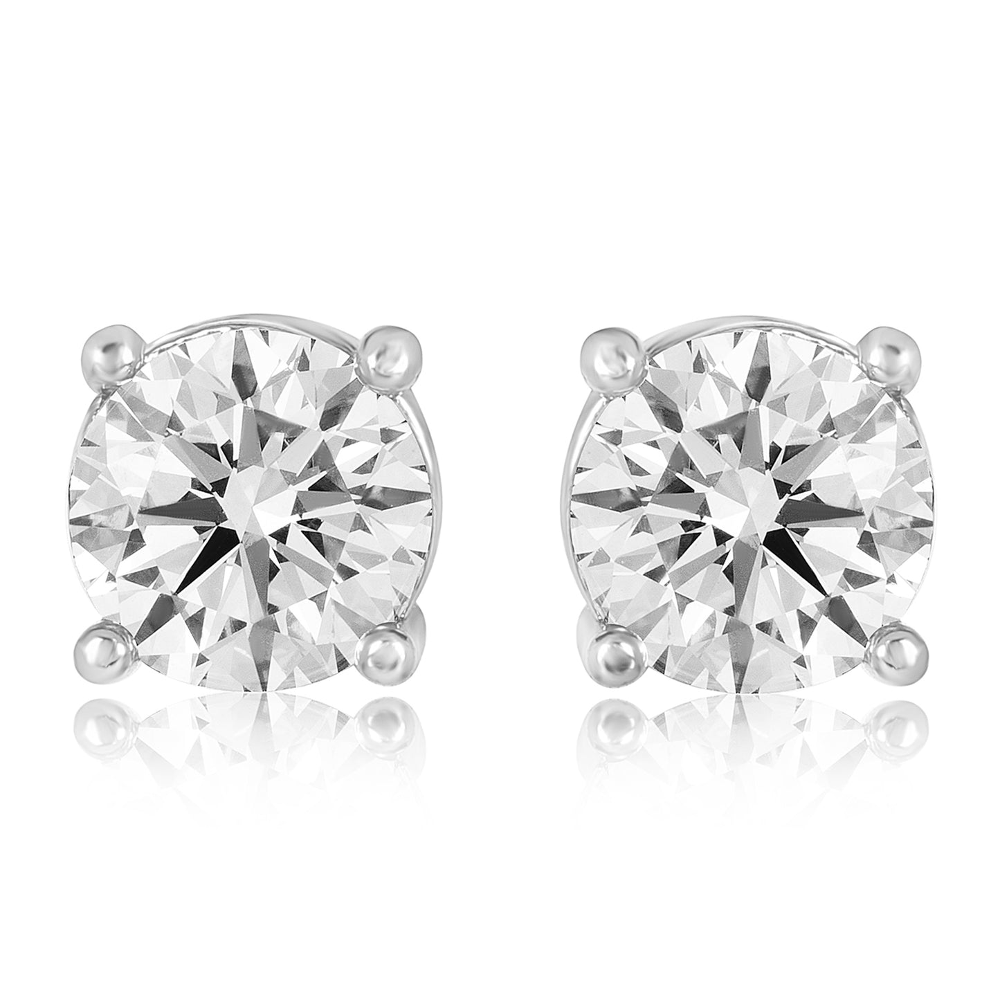 Round Diamond Solitaire Studs - 0.5CT - Silver