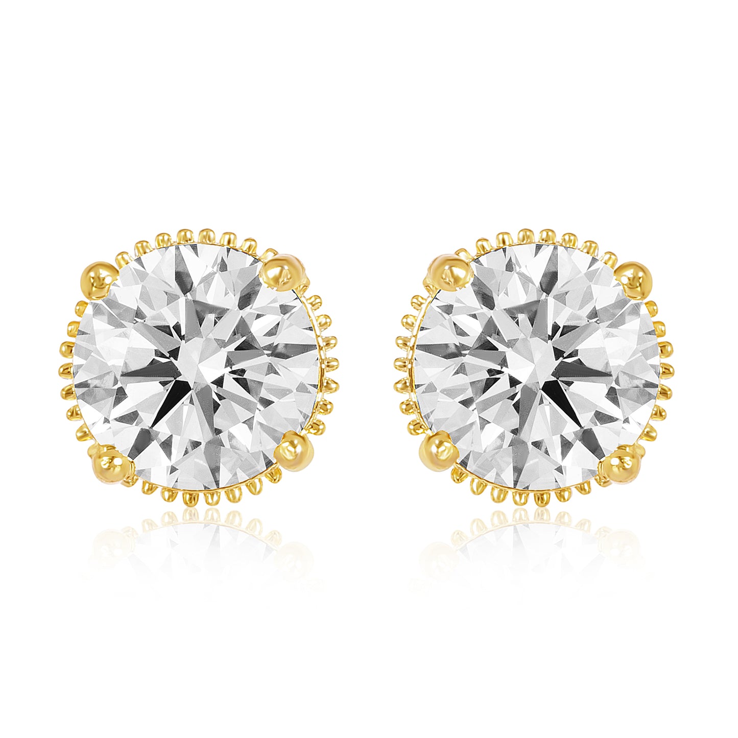 Gleaming Round Diamond Solitaire Studs - 2CT - Gold