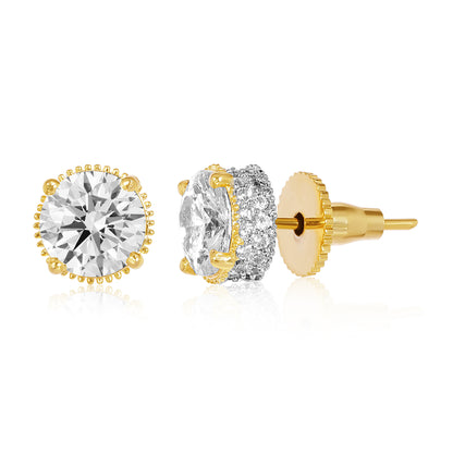 Gleaming Round Diamond Solitaire Studs - 2CT - Gold