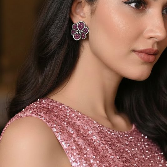 Crystal Buds Earrings - Pink