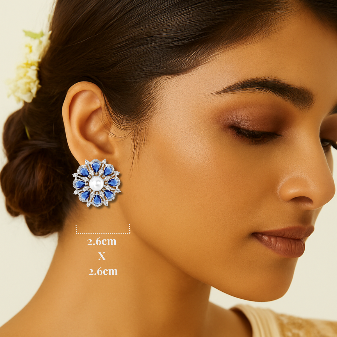 Flore Earrings - Blue studs
