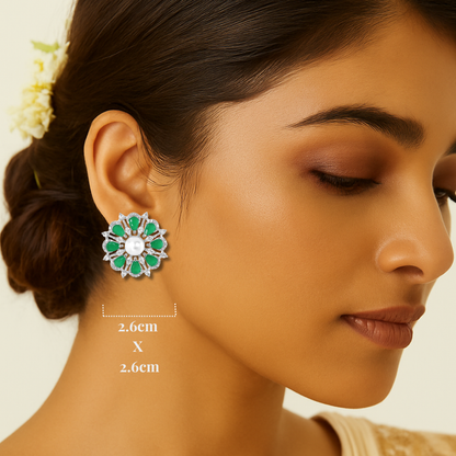 Flore Earrings - Green studs