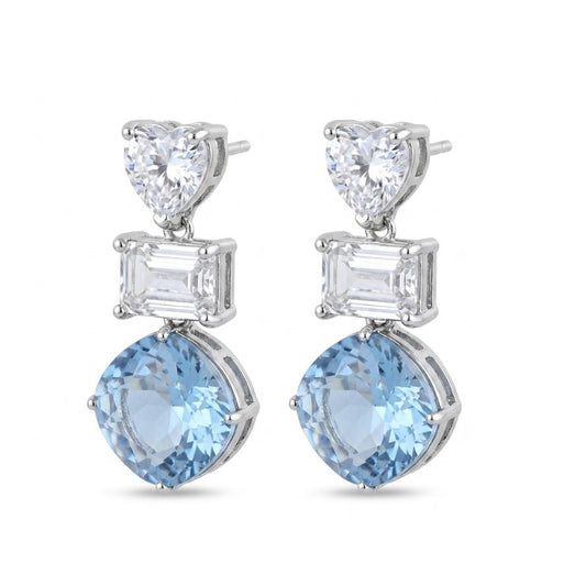 Blue Swarovski Danglers - Silver