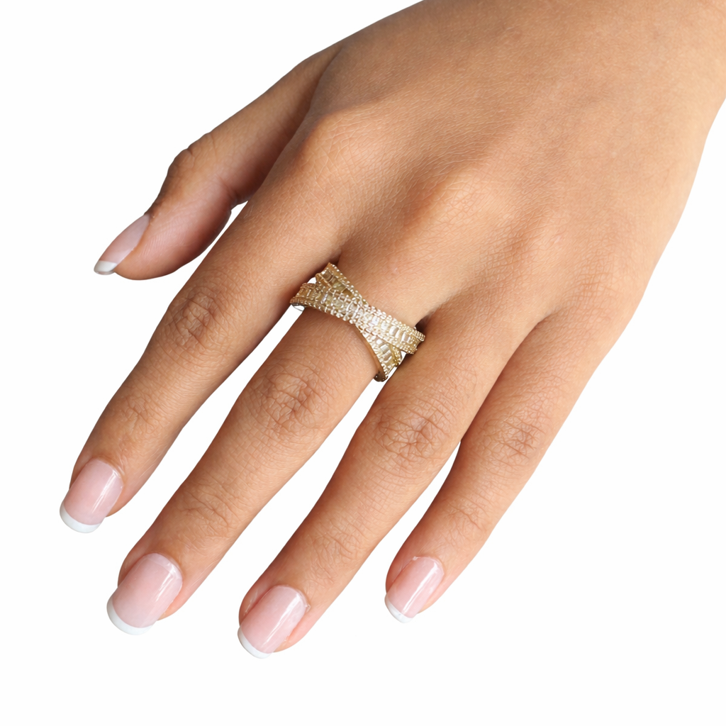 Diamond Cross Ring - Silver