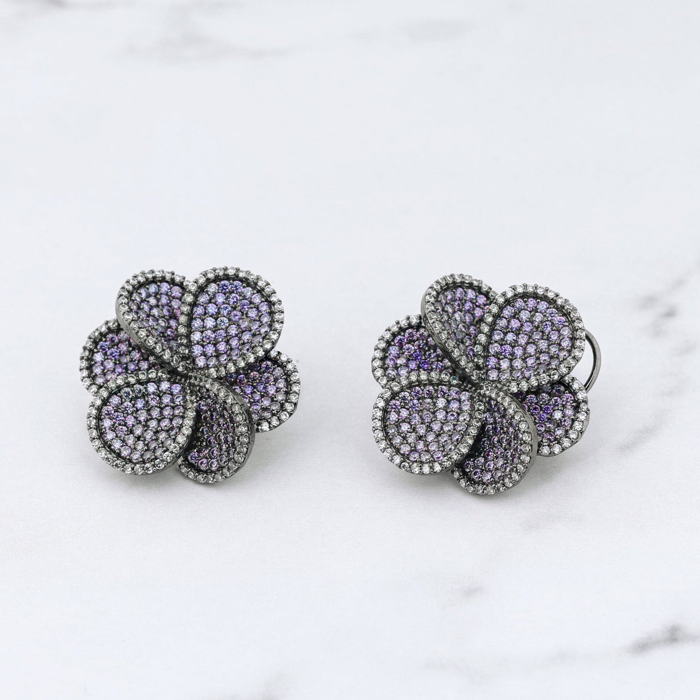 Crystal Buds Earrings - Lavender