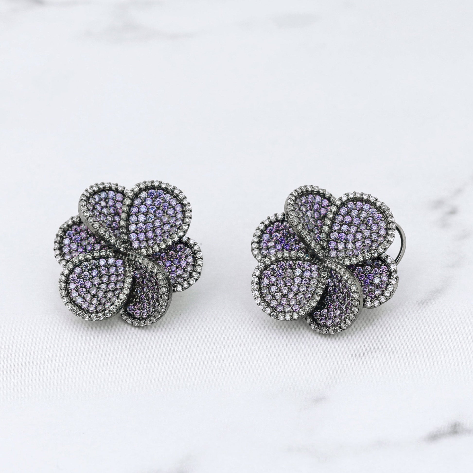 Crystal Buds Earrings - Lavender