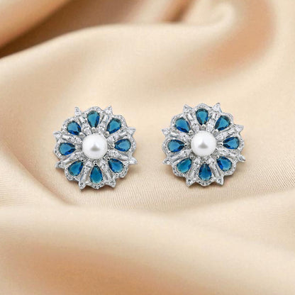 Flore Earrings - Blue studs