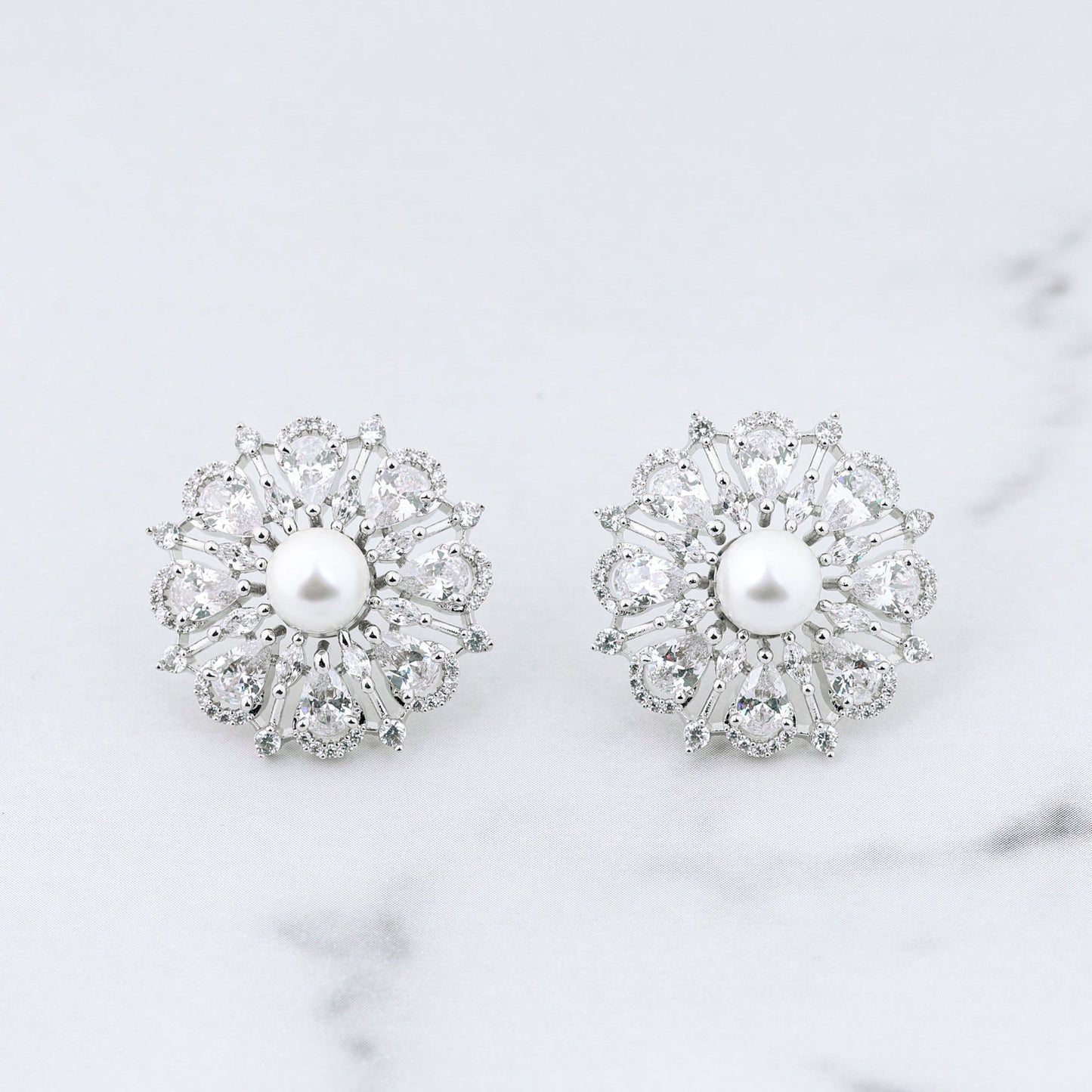Flora Earrings - White studs