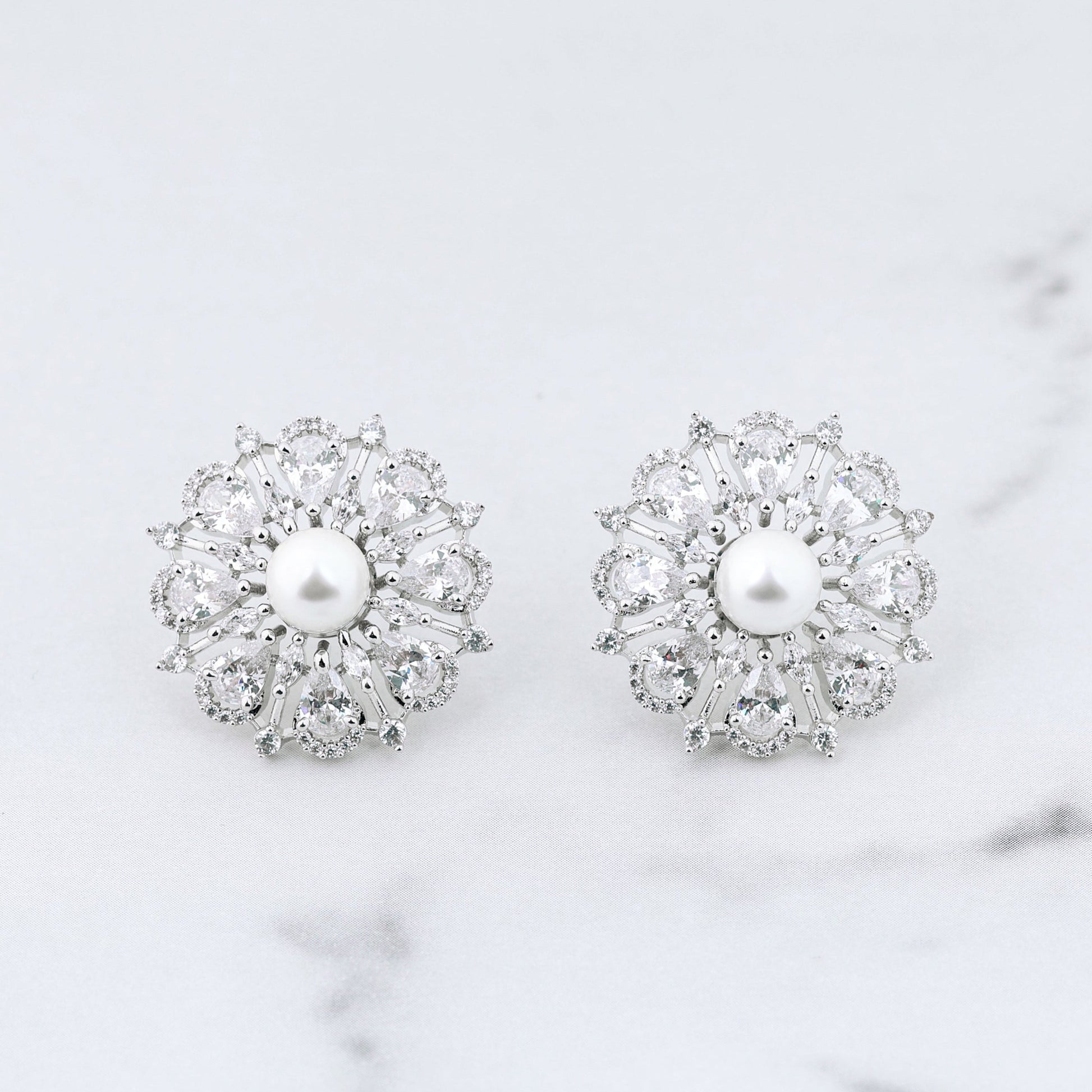 Flora Earrings - White studs