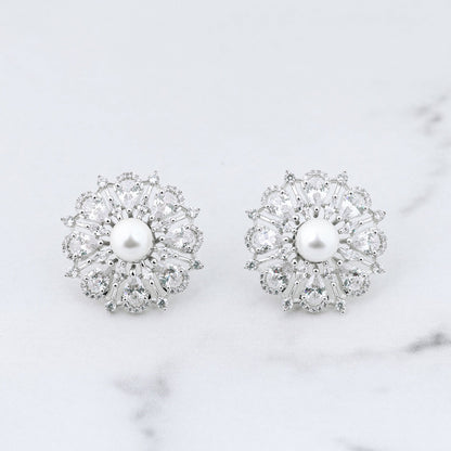 Flora Earrings - White studs