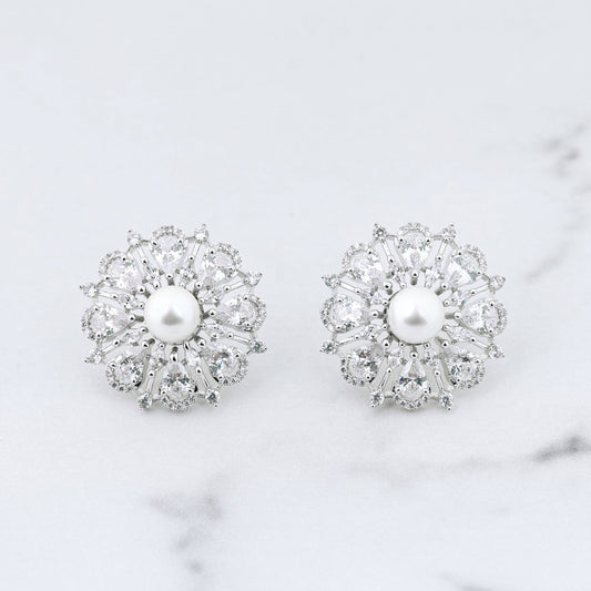 Flora Earrings - White studs