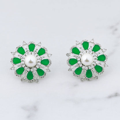 Flore Earrings - Green studs
