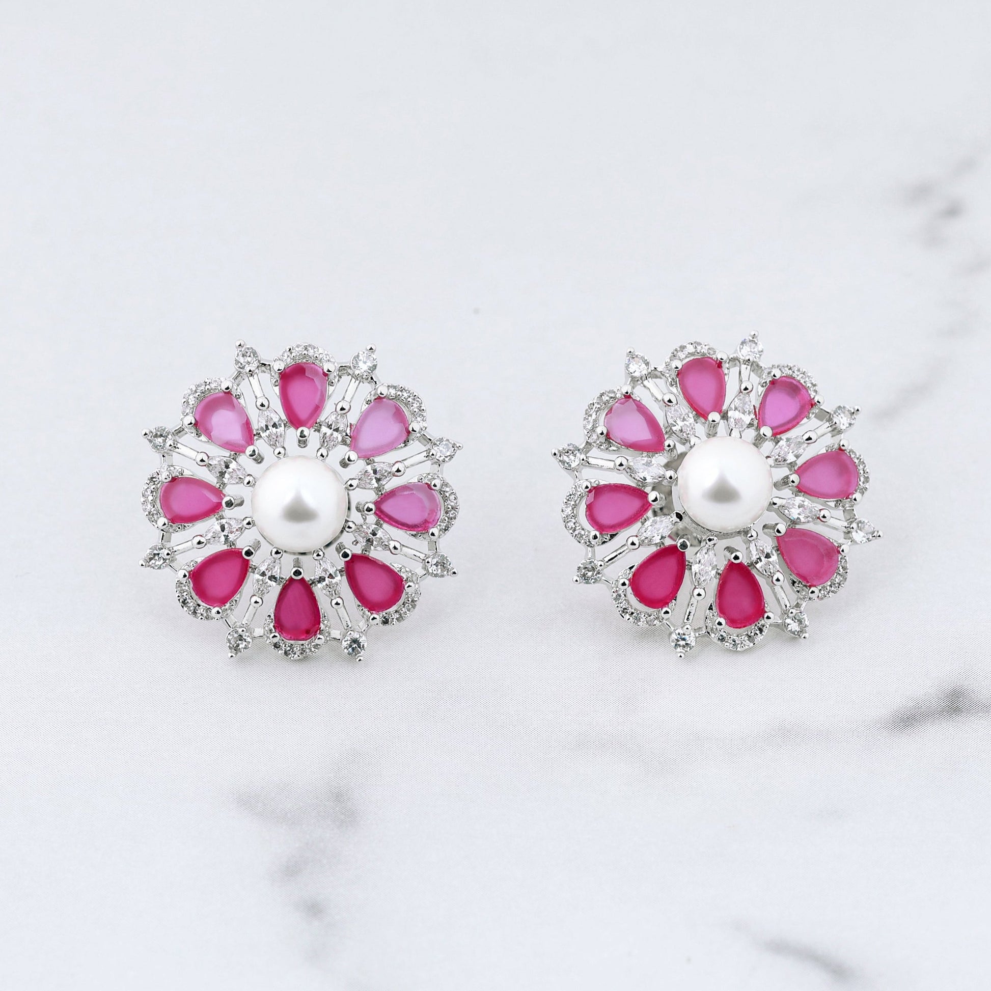 Flore Earrings - Pink studs