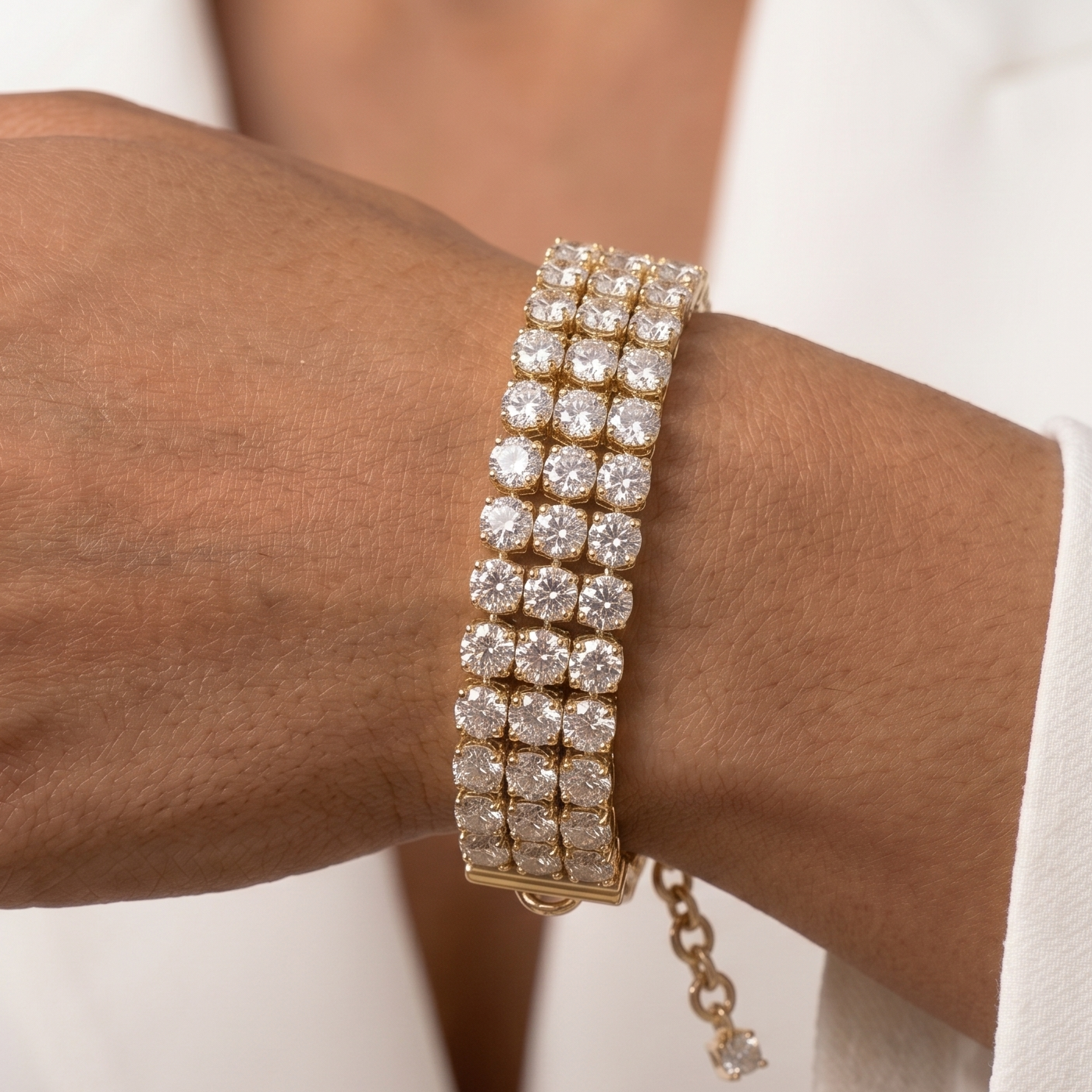 Eternity Triple Diamond Tennis Bracelet - Gold