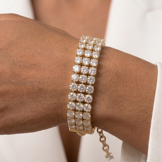 Eternity Triple Diamond Tennis Bracelet - Gold