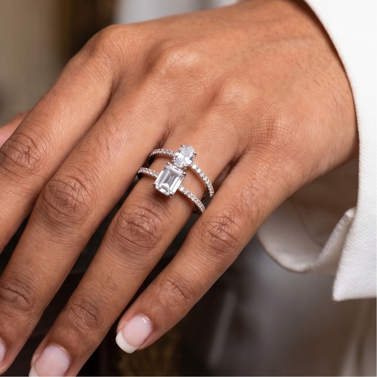 Lumina Dual Solitaire Ring - Silver