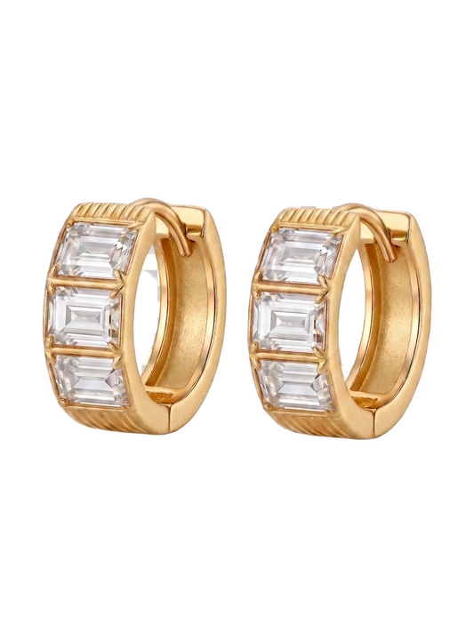 Aira Crystal Hoops - White