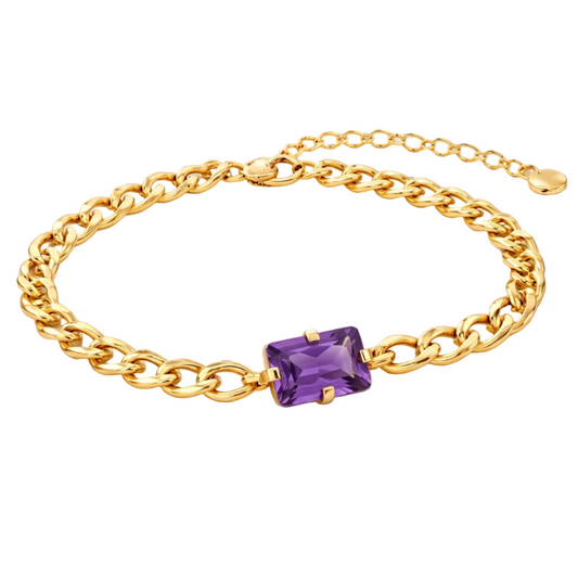 Gold Chain Bracelet - Purple