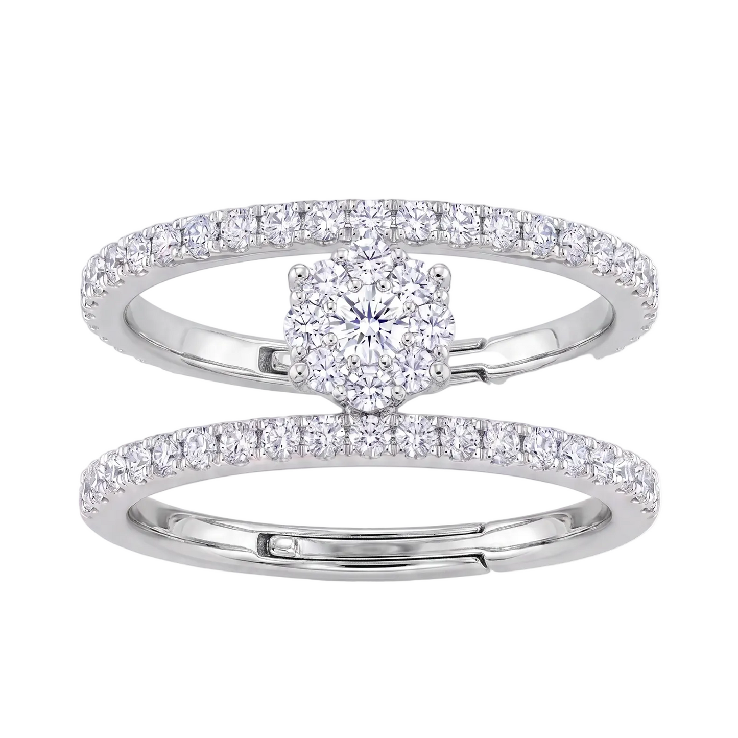 Diamond Flowers Ring - Silver