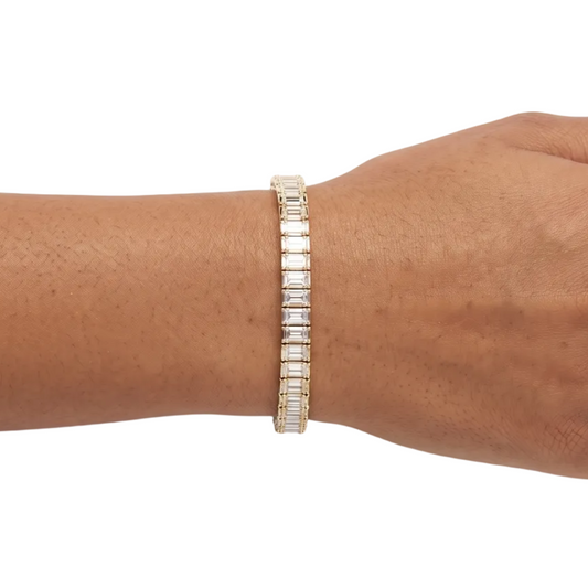 Baguette Tennis  Bracelet - Gold & Silver