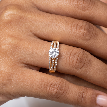 Solitaire with sleek band Diamond Ring - Gold (2 Tone)