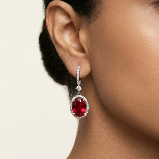 Moonbeam Hook Earrings - Red