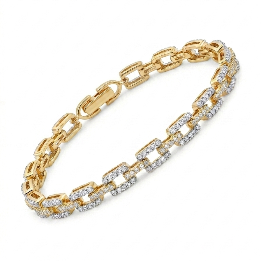 Diamond Link Tennis Bracelet - Gold & Silver