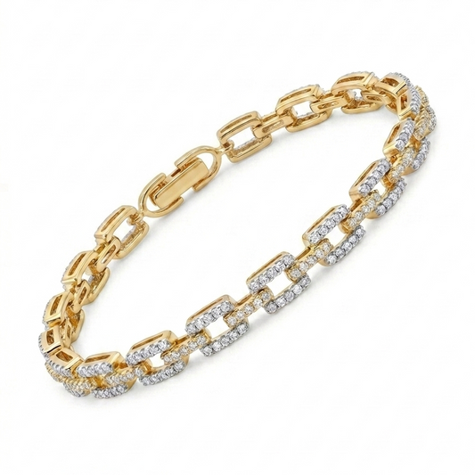 Diamond Link Tennis Bracelet - Gold & Silver