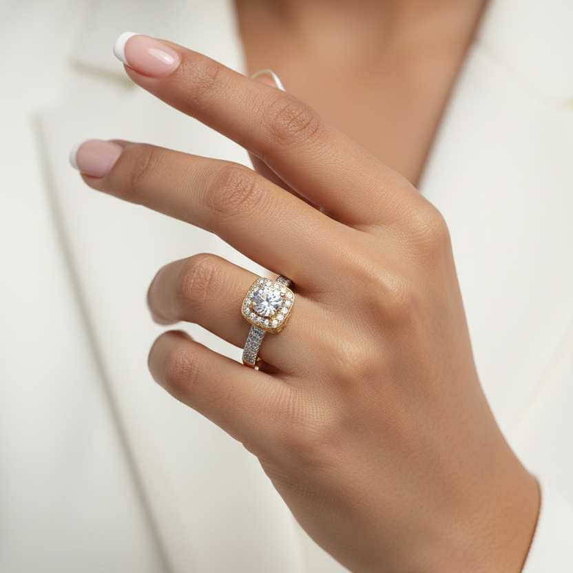 Crown Jewel Solitaire Ring - Gold