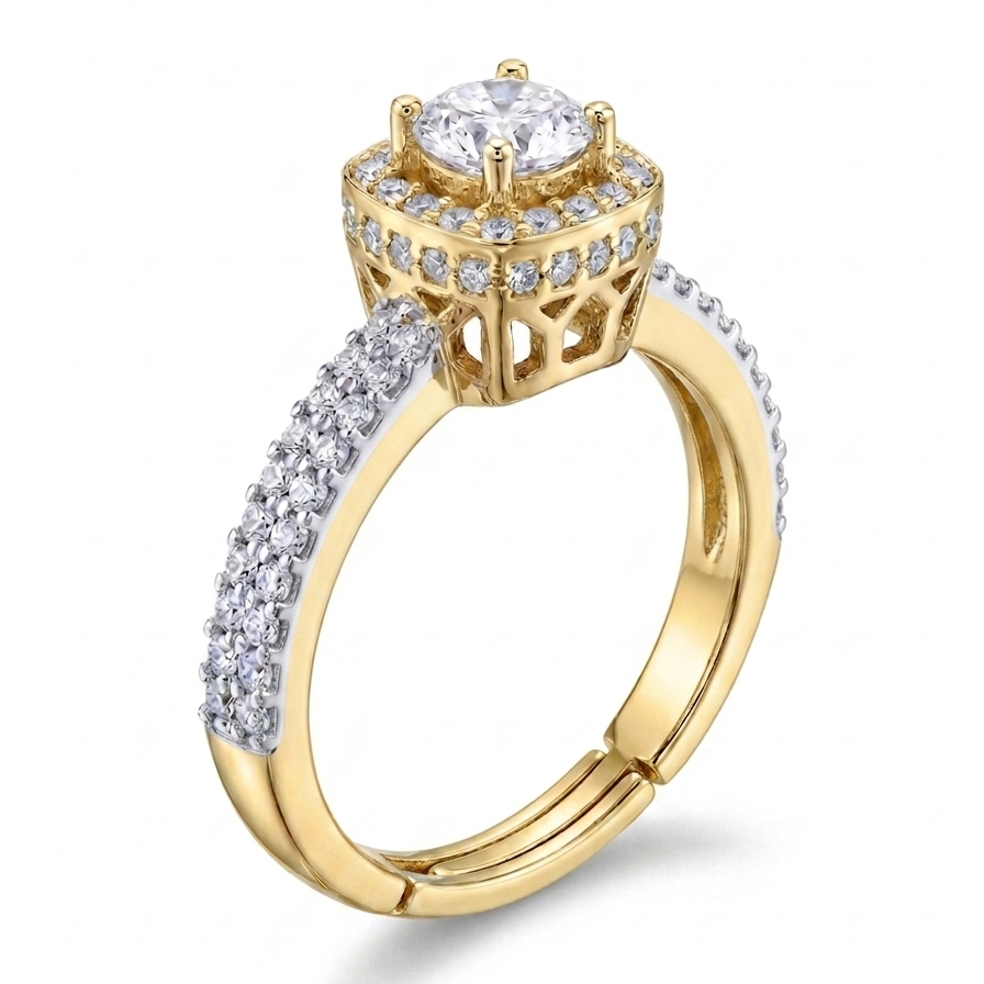 Crown Jewel Solitaire Ring - Gold