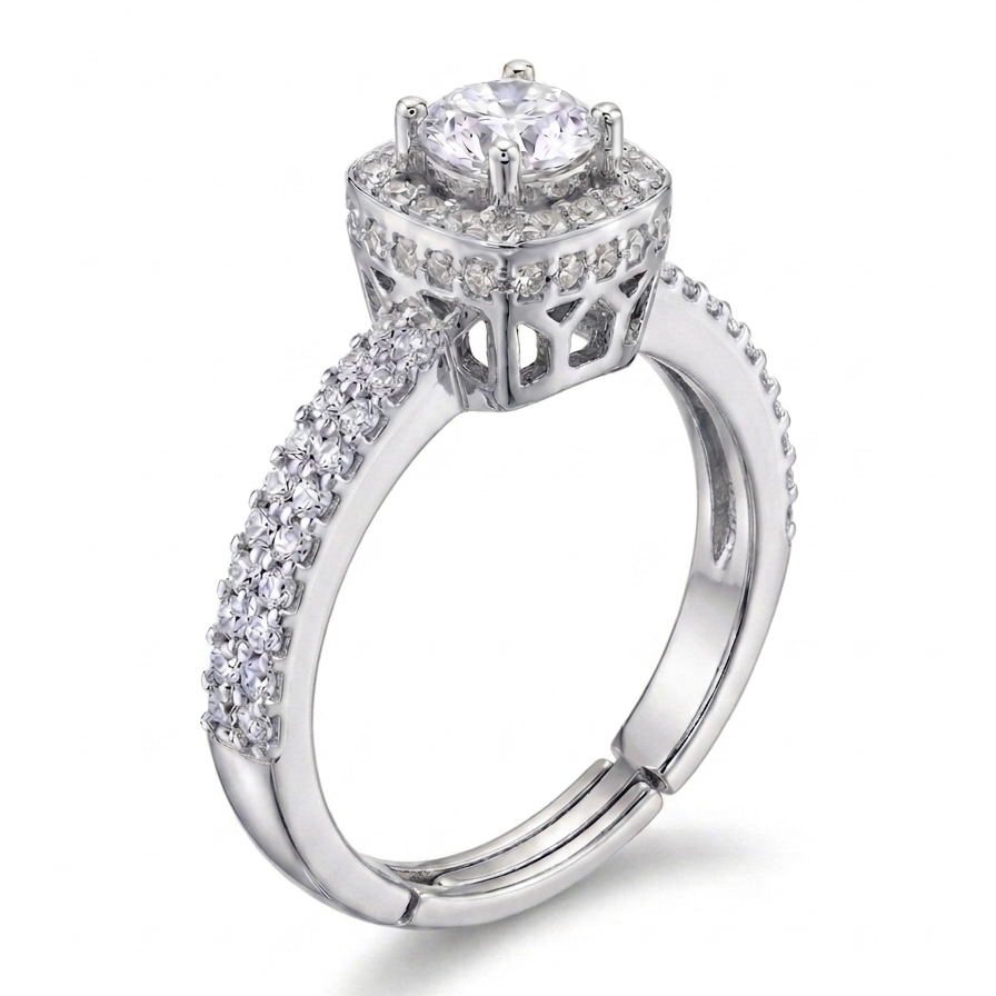 Crown Jewel Solitaire Ring - Silver