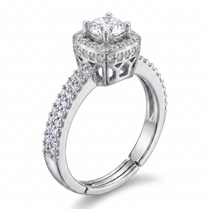 Crown Jewel Solitaire Ring - Silver