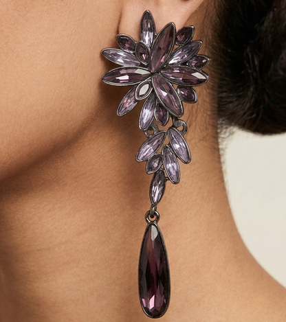 Swarovski Purple Floral Danglers
