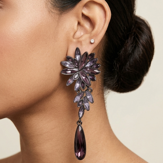 Swarovski Purple Floral Danglers