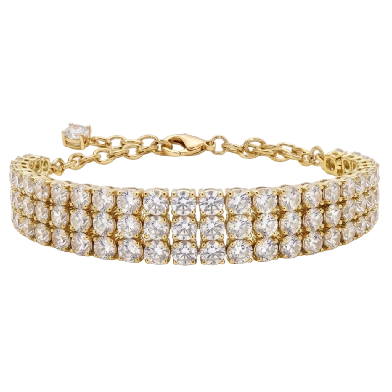 Eternity Triple Diamond Tennis Bracelet - Gold