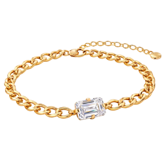 Gold Chain Bracelet - White