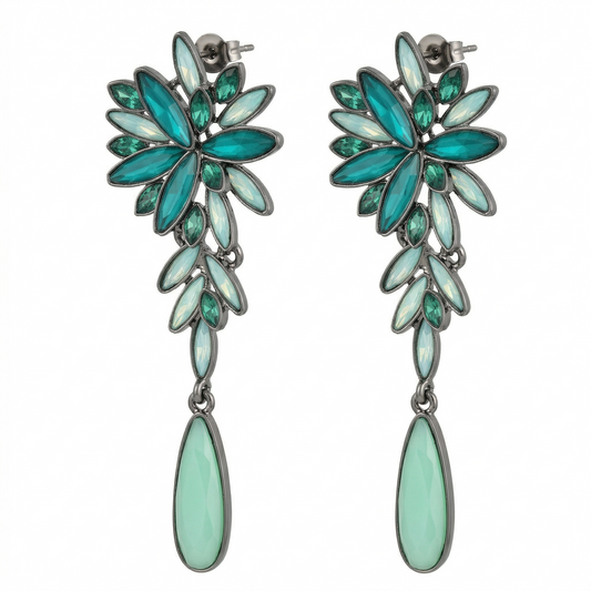 Swarovski stone Green Floral Danglers