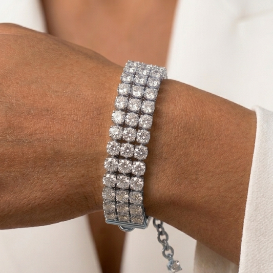 Eternity Triple Diamond Tennis Bracelet - Silver