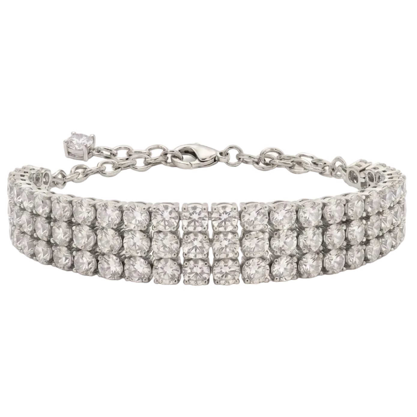 Eternity Triple Diamond Tennis Bracelet - Silver