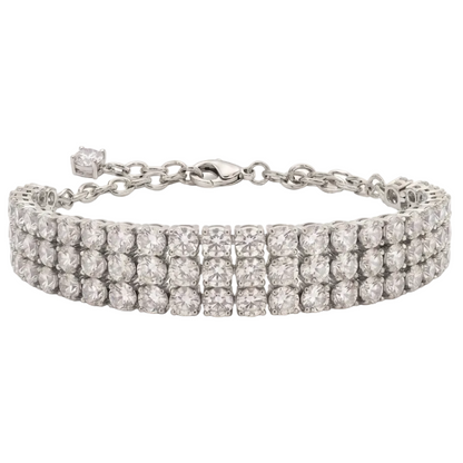 Eternity Triple Diamond Tennis Bracelet - Silver