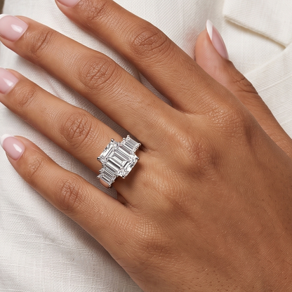 Emerald Cut Soliatire Ring - Silver - 3.5 CT