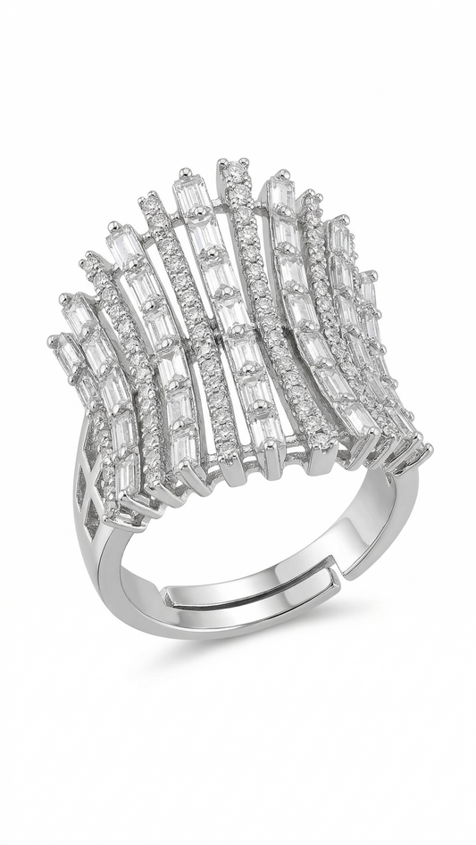 Cocktail Diamond Ring -  Silver
