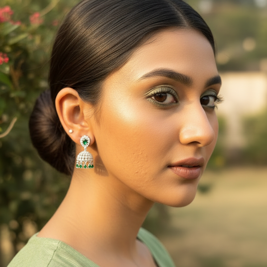 Naira Jhumkas - Green