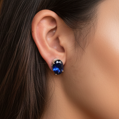 Bedazzled Stud Earrings - Blue