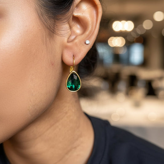 Celeste Earrings - Green & Gold