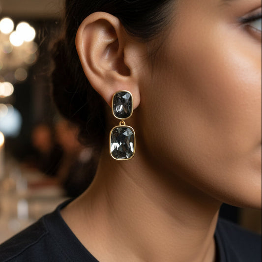 Lumiere Swarovski Earrings - Charcoal