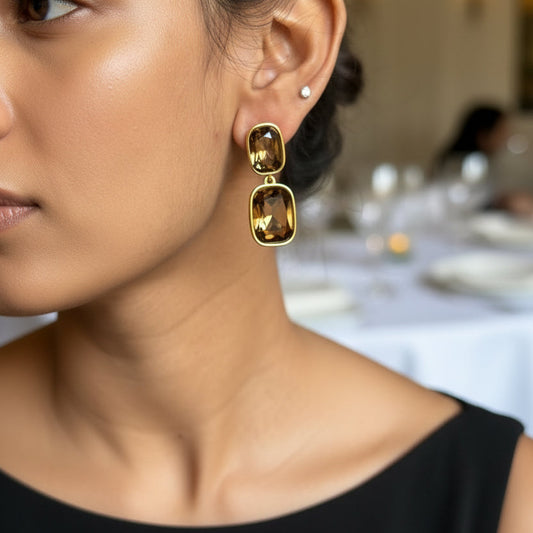 Lumiere Swarovski Earrings - Champagne