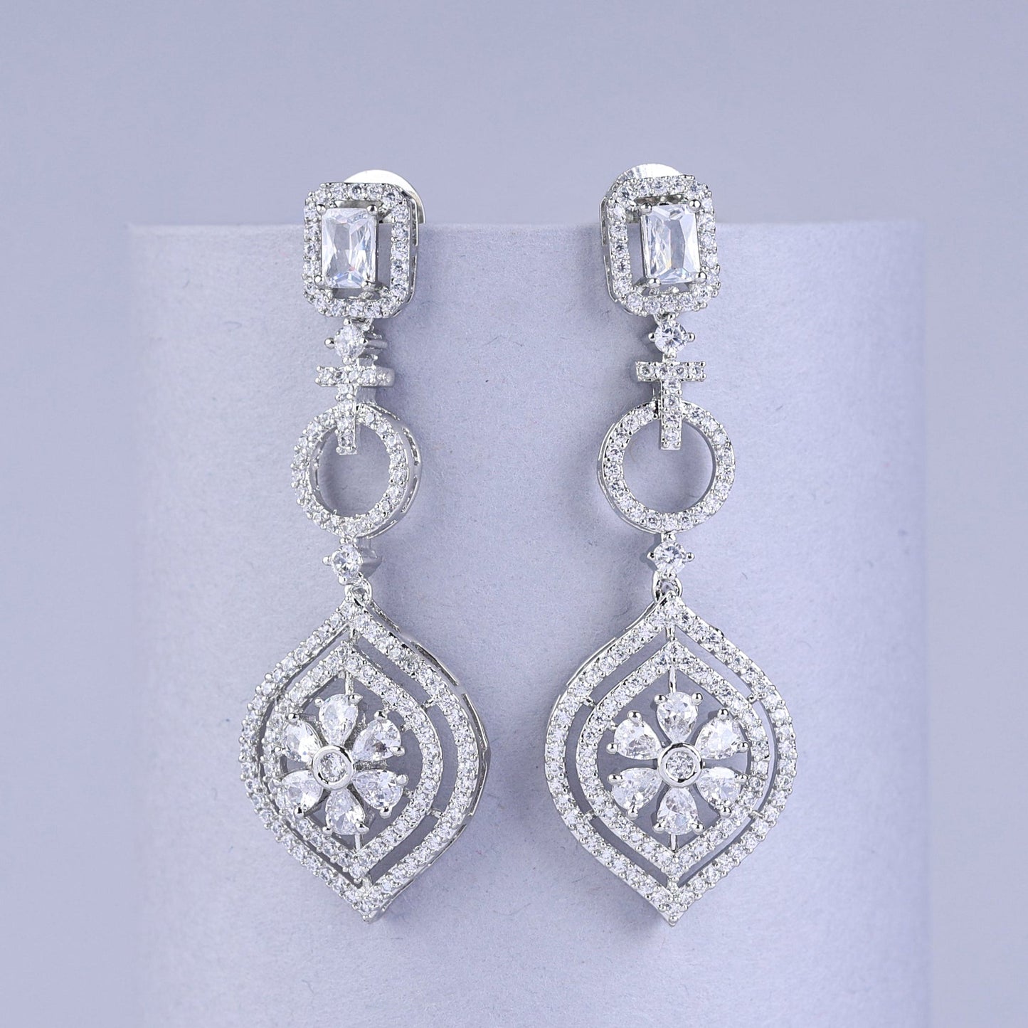 Silver earrings with floral designs